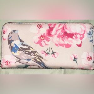 Cath Kidston Pink Floral Birds Zip Around Wallet
